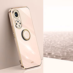 Ultra-thin Silicone Gel Soft Case Cover with Magnetic Finger Ring Stand XL1 for Huawei Nova 9 Pro Rose Gold
