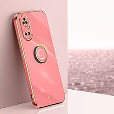 Ultra-thin Silicone Gel Soft Case Cover with Magnetic Finger Ring Stand XL1 for Huawei P50 Pro Hot Pink