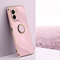 Ultra-thin Silicone Gel Soft Case Cover with Magnetic Finger Ring Stand XL1 for OnePlus Nord N300 5G Pink