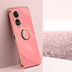 Ultra-thin Silicone Gel Soft Case Cover with Magnetic Finger Ring Stand XL1 for Oppo A78 5G Hot Pink