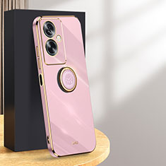 Ultra-thin Silicone Gel Soft Case Cover with Magnetic Finger Ring Stand XL1 for Oppo A79 5G Clove Purple