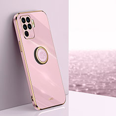 Ultra-thin Silicone Gel Soft Case Cover with Magnetic Finger Ring Stand XL1 for Oppo A94 4G Pink