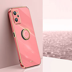 Ultra-thin Silicone Gel Soft Case Cover with Magnetic Finger Ring Stand XL1 for Oppo A96 4G Hot Pink