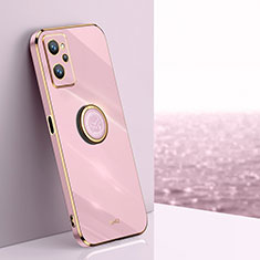 Ultra-thin Silicone Gel Soft Case Cover with Magnetic Finger Ring Stand XL1 for Oppo A96 4G Pink