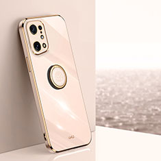 Ultra-thin Silicone Gel Soft Case Cover with Magnetic Finger Ring Stand XL1 for Oppo Find X5 5G Gold