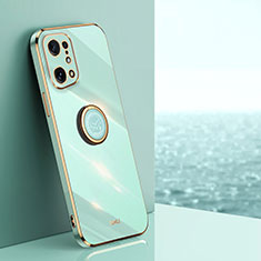 Ultra-thin Silicone Gel Soft Case Cover with Magnetic Finger Ring Stand XL1 for Oppo Find X5 5G Green