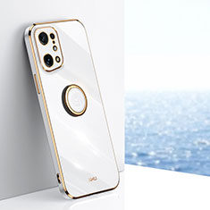 Ultra-thin Silicone Gel Soft Case Cover with Magnetic Finger Ring Stand XL1 for Oppo Find X5 5G White