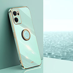 Ultra-thin Silicone Gel Soft Case Cover with Magnetic Finger Ring Stand XL1 for Oppo Find X5 Lite 5G Green