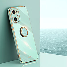 Ultra-thin Silicone Gel Soft Case Cover with Magnetic Finger Ring Stand XL1 for Oppo Find X5 Pro 5G Green