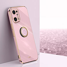 Ultra-thin Silicone Gel Soft Case Cover with Magnetic Finger Ring Stand XL1 for Oppo Find X5 Pro 5G Pink