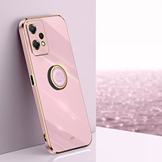Ultra-thin Silicone Gel Soft Case Cover with Magnetic Finger Ring Stand XL1 for Oppo K10X 5G Pink