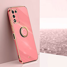 Ultra-thin Silicone Gel Soft Case Cover with Magnetic Finger Ring Stand XL1 for Oppo K9S 5G Hot Pink