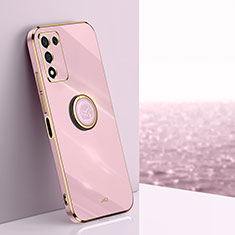 Ultra-thin Silicone Gel Soft Case Cover with Magnetic Finger Ring Stand XL1 for Oppo K9S 5G Pink
