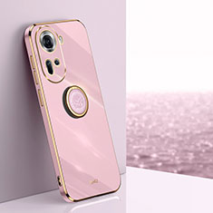 Ultra-thin Silicone Gel Soft Case Cover with Magnetic Finger Ring Stand XL1 for Oppo Reno11 5G Clove Purple