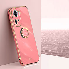 Ultra-thin Silicone Gel Soft Case Cover with Magnetic Finger Ring Stand XL1 for Oppo Reno11 5G Hot Pink