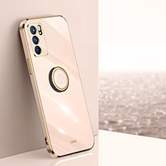 Ultra-thin Silicone Gel Soft Case Cover with Magnetic Finger Ring Stand XL1 for Oppo Reno6 5G Gold