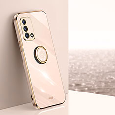 Ultra-thin Silicone Gel Soft Case Cover with Magnetic Finger Ring Stand XL1 for Oppo Reno6 Lite Gold