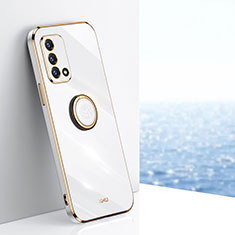 Ultra-thin Silicone Gel Soft Case Cover with Magnetic Finger Ring Stand XL1 for Oppo Reno6 Lite White