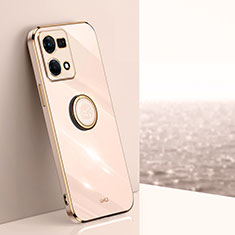 Ultra-thin Silicone Gel Soft Case Cover with Magnetic Finger Ring Stand XL1 for Oppo Reno7 4G Gold
