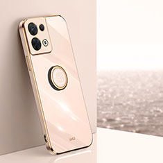 Ultra-thin Silicone Gel Soft Case Cover with Magnetic Finger Ring Stand XL1 for Oppo Reno8 5G Gold