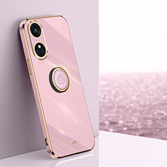 Ultra-thin Silicone Gel Soft Case Cover with Magnetic Finger Ring Stand XL1 for Oppo Reno8 T 4G Clove Purple