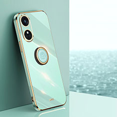 Ultra-thin Silicone Gel Soft Case Cover with Magnetic Finger Ring Stand XL1 for Oppo Reno8 T 4G Green