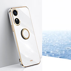 Ultra-thin Silicone Gel Soft Case Cover with Magnetic Finger Ring Stand XL1 for Oppo Reno8 T 4G White