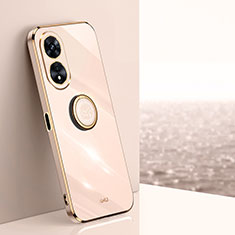 Ultra-thin Silicone Gel Soft Case Cover with Magnetic Finger Ring Stand XL1 for Oppo Reno8 T 5G Gold
