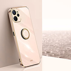 Ultra-thin Silicone Gel Soft Case Cover with Magnetic Finger Ring Stand XL1 for Realme 10 5G Rose Gold