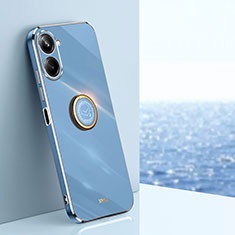 Ultra-thin Silicone Gel Soft Case Cover with Magnetic Finger Ring Stand XL1 for Realme 10 Pro 5G Blue