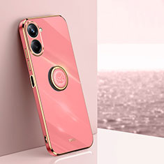 Ultra-thin Silicone Gel Soft Case Cover with Magnetic Finger Ring Stand XL1 for Realme 10 Pro 5G Hot Pink