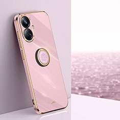 Ultra-thin Silicone Gel Soft Case Cover with Magnetic Finger Ring Stand XL1 for Realme 10 Pro+ Plus 5G Clove Purple