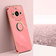 Ultra-thin Silicone Gel Soft Case Cover with Magnetic Finger Ring Stand XL1 for Realme 11 Pro+ Plus 5G Hot Pink