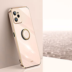 Ultra-thin Silicone Gel Soft Case Cover with Magnetic Finger Ring Stand XL1 for Realme C35 Rose Gold
