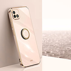 Ultra-thin Silicone Gel Soft Case Cover with Magnetic Finger Ring Stand XL1 for Realme Narzo 50i Rose Gold