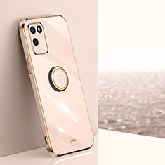 Ultra-thin Silicone Gel Soft Case Cover with Magnetic Finger Ring Stand XL1 for Realme V11s 5G Rose Gold