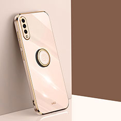 Ultra-thin Silicone Gel Soft Case Cover with Magnetic Finger Ring Stand XL1 for Samsung Galaxy A30S Gold