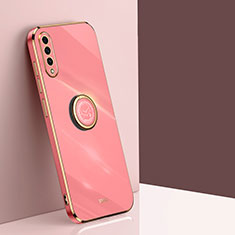 Ultra-thin Silicone Gel Soft Case Cover with Magnetic Finger Ring Stand XL1 for Samsung Galaxy A50 Hot Pink