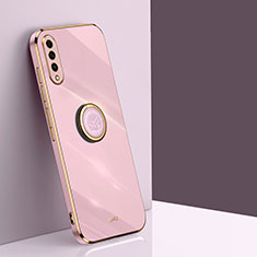 Ultra-thin Silicone Gel Soft Case Cover with Magnetic Finger Ring Stand XL1 for Samsung Galaxy A50 Pink