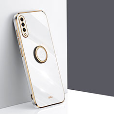 Ultra-thin Silicone Gel Soft Case Cover with Magnetic Finger Ring Stand XL1 for Samsung Galaxy A50 White