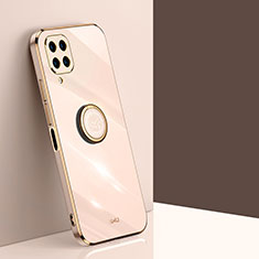 Ultra-thin Silicone Gel Soft Case Cover with Magnetic Finger Ring Stand XL1 for Samsung Galaxy M32 4G Gold