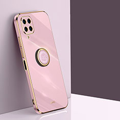 Ultra-thin Silicone Gel Soft Case Cover with Magnetic Finger Ring Stand XL1 for Samsung Galaxy M32 4G Pink