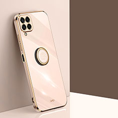 Ultra-thin Silicone Gel Soft Case Cover with Magnetic Finger Ring Stand XL1 for Samsung Galaxy M33 5G Gold