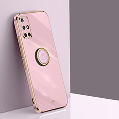 Ultra-thin Silicone Gel Soft Case Cover with Magnetic Finger Ring Stand XL1 for Samsung Galaxy M40S Pink