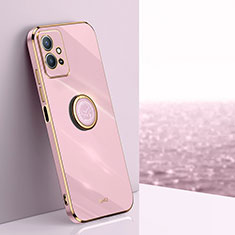 Ultra-thin Silicone Gel Soft Case Cover with Magnetic Finger Ring Stand XL1 for Vivo iQOO Z6 5G Pink