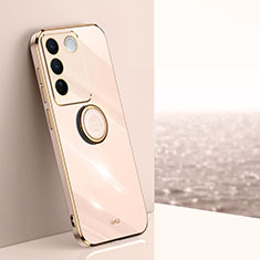 Ultra-thin Silicone Gel Soft Case Cover with Magnetic Finger Ring Stand XL1 for Vivo V27 5G Gold