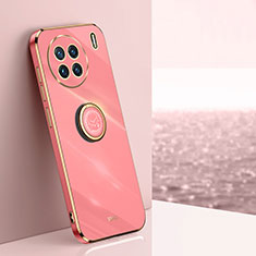 Ultra-thin Silicone Gel Soft Case Cover with Magnetic Finger Ring Stand XL1 for Vivo X90 5G Hot Pink