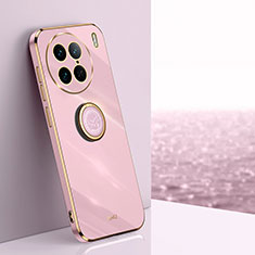 Ultra-thin Silicone Gel Soft Case Cover with Magnetic Finger Ring Stand XL1 for Vivo X90 Pro 5G Pink