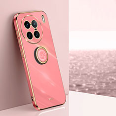 Ultra-thin Silicone Gel Soft Case Cover with Magnetic Finger Ring Stand XL1 for Vivo X90 Pro+ Plus 5G Hot Pink
