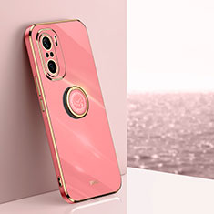 Ultra-thin Silicone Gel Soft Case Cover with Magnetic Finger Ring Stand XL1 for Xiaomi Mi 11X Pro 5G Hot Pink